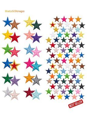 102 PCS Star Iron On Patches Non-Woven Mini Embroidery DIY Crafts Decor